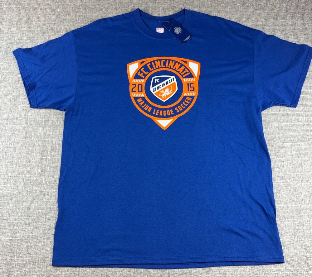 FC Cincinnati MLS T Shirt Mens XL Blue Orange 2015 Logo Soccer NWT